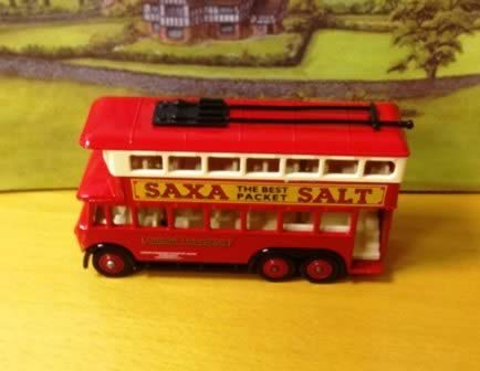 Lledo: Days Gone By: Saxa Salt Double Decker London Transport Model Trolley Bus