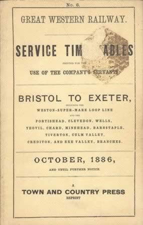 GWR - Service Timetable Bristol To Exeter Oct 1886 OFN (P/B)