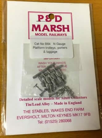 P&D Marsh: N Gauge: Platform Trolleys, Porters And Luggage