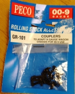 PECO: OO Gauge: Couplers to adapt N Gauge Wagon Chassis for OO-9 use