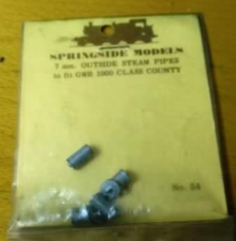 Springside: O Gauge: Outside Steam Pipes To Fit GWR 1000 Class, County